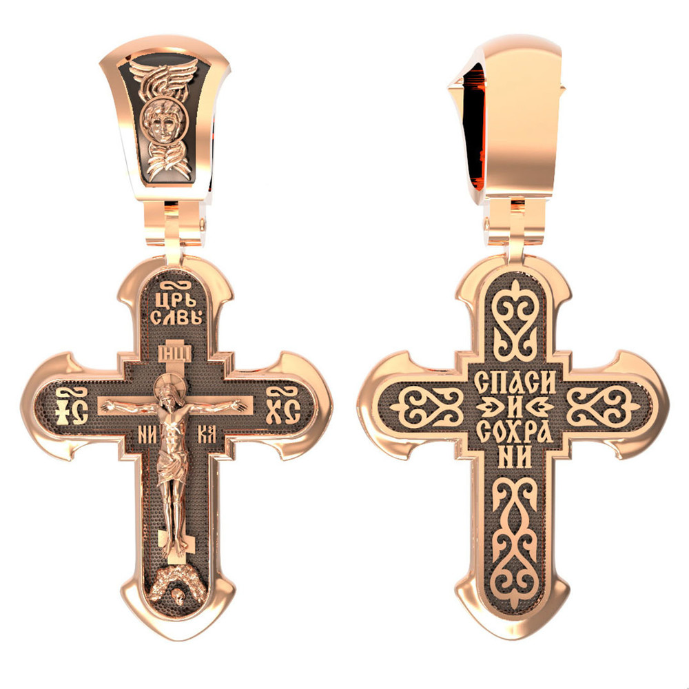 Крест из красного золота 585 пробы