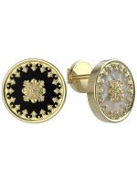 Серьги из лимонного золота c ониксом и перламутром