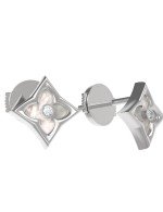 Серьги из белого золота c бриллиантами и перламутром