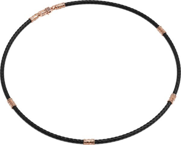 Гайтан из золота c кожаным шнурком