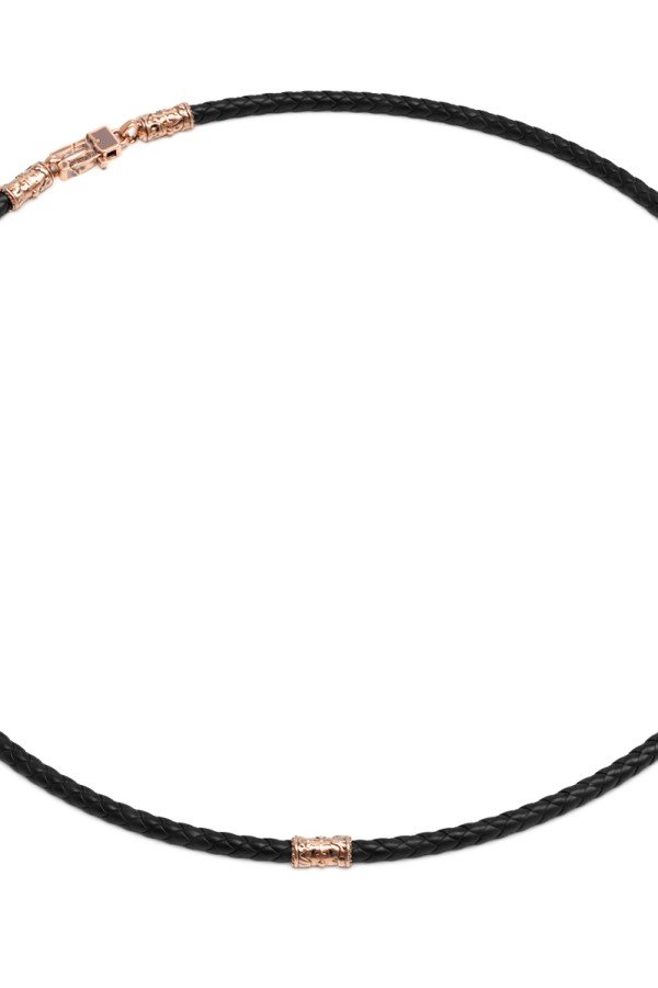 Гайтан из золота c кожаным шнурком