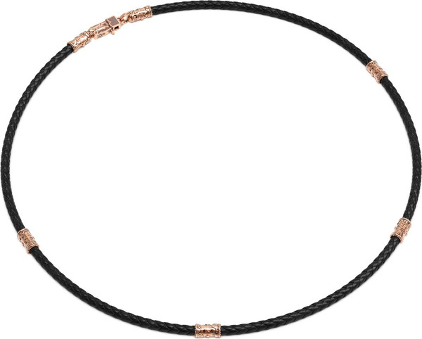 Цепь-шнурок кожа из красного золота 585 пробы c кожаным шнурком