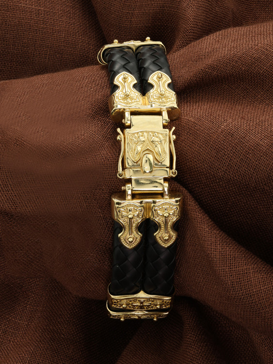 Браслет из красного золота 585 пробы c шнурком