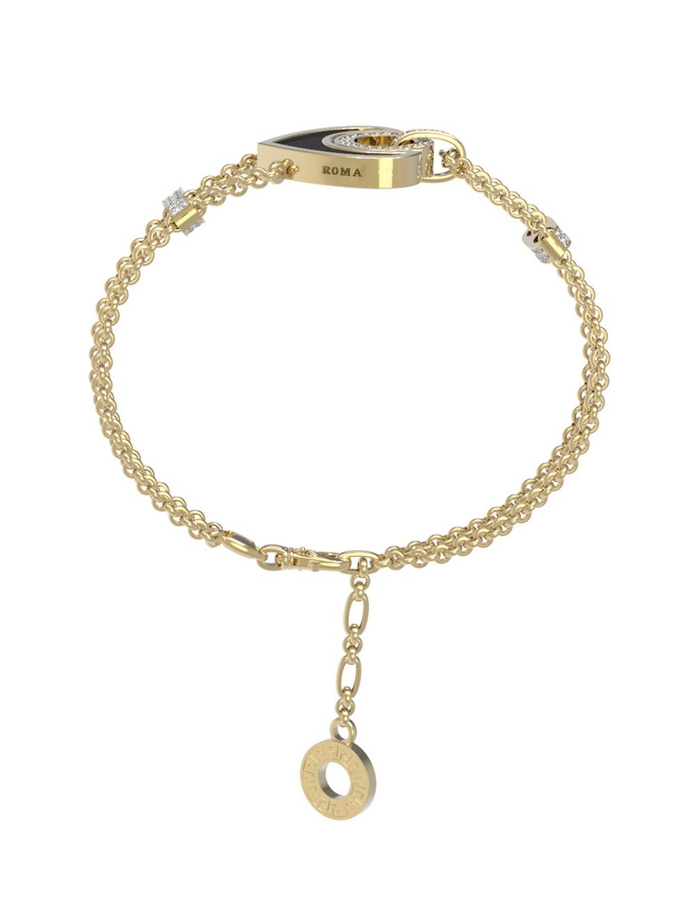 Браслет из лимонного золота c бриллиантами, ониксом и перламутром