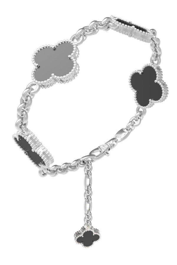 Браслет из белого золота c ониксом