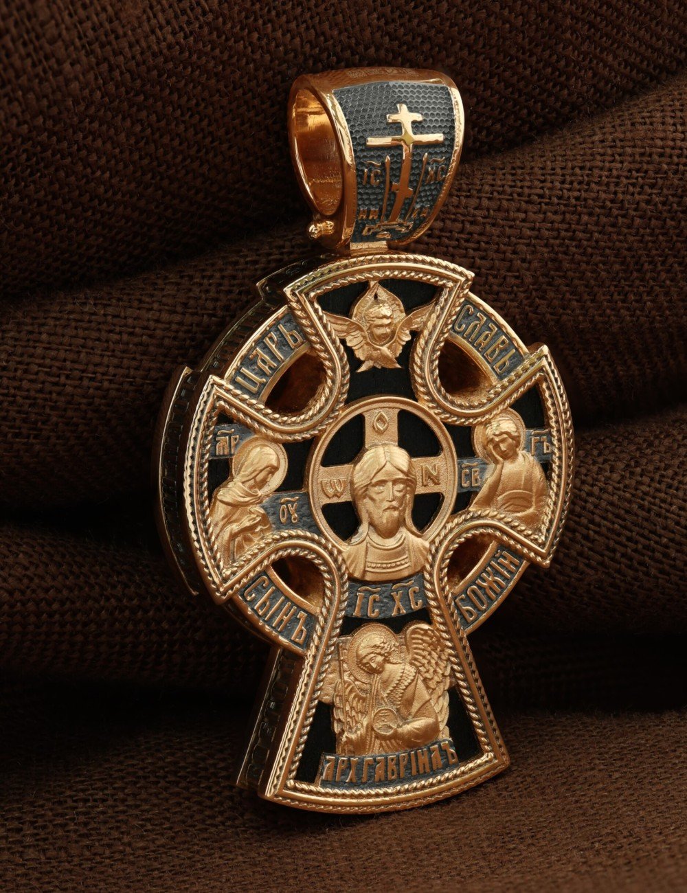 Крест из золота c эбеновым деревом