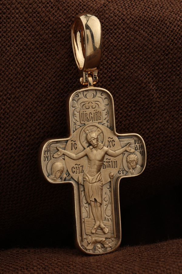 Крест из красного золота 585 пробы