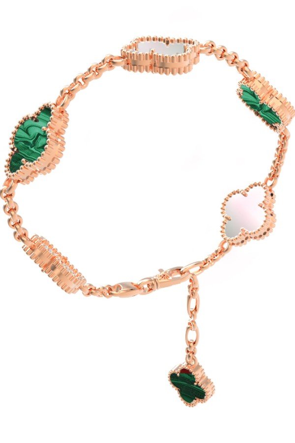 Браслет из золота c малахитом и перламутром