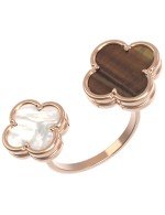 Кольцо из золота c тигровым глазом и перламутром