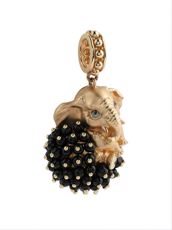 Подвеска из красного золота 585 пробы c эмалью и ониксом