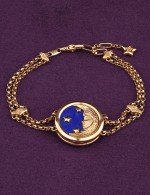 Браслет из лимонного золота c бирюзой и лазуритом