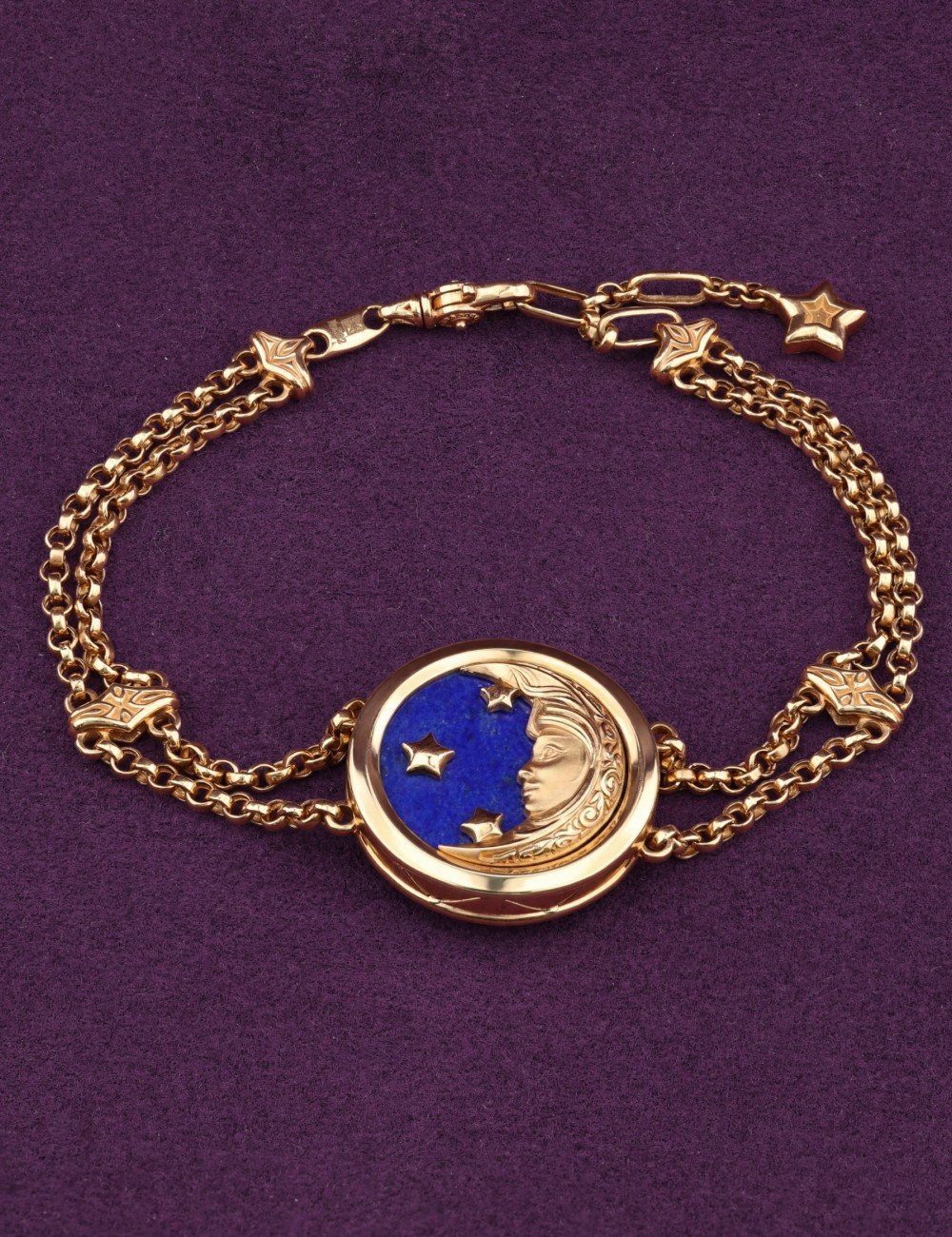 Браслет из лимонного золота c бирюзой и лазуритом