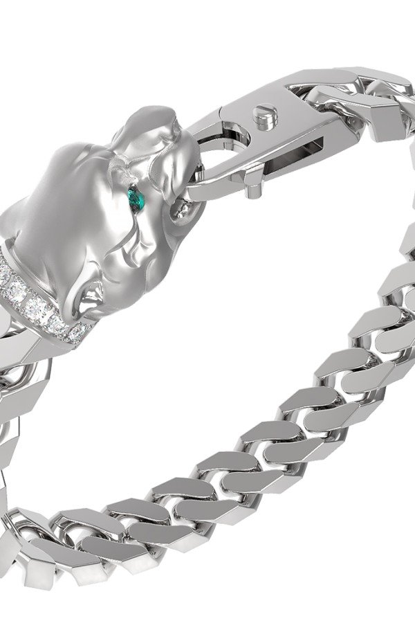 Браслет из белого золота c бриллиантами и изумрудом