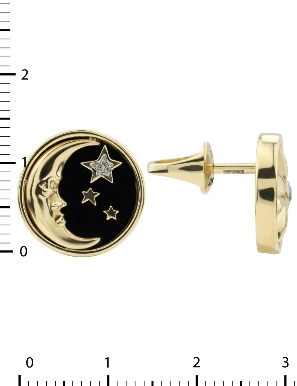 Серьги из лимонного золота c бриллиантами, ониксом и перламутром