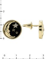 Серьги из лимонного золота c бриллиантами, ониксом и перламутром