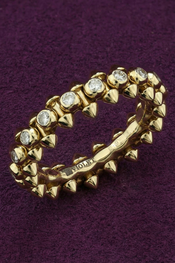 Кольцо из лимонного золота 585 пробы c бриллиантами