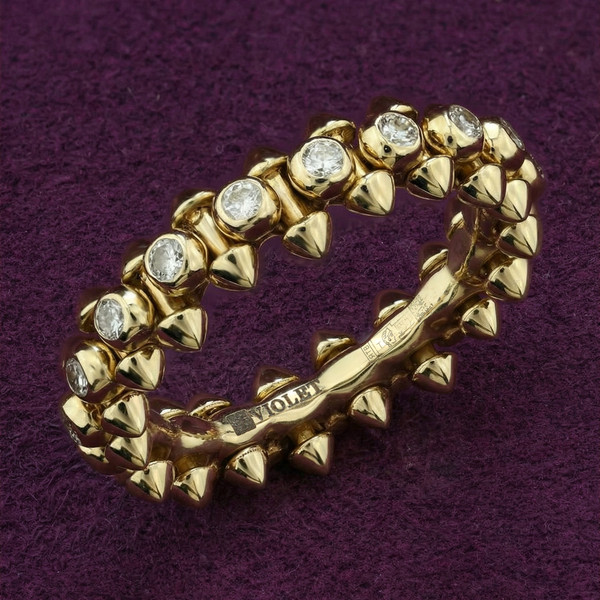 Кольцо из лимонного золота 585 пробы c бриллиантами