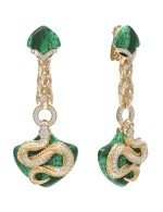 Серьги из лимонного золота c бриллиантами и малахитом