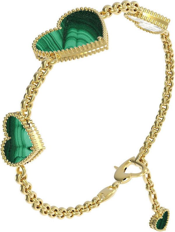 Браслет из лимонного золота 585 пробы c малахитом и перламутром