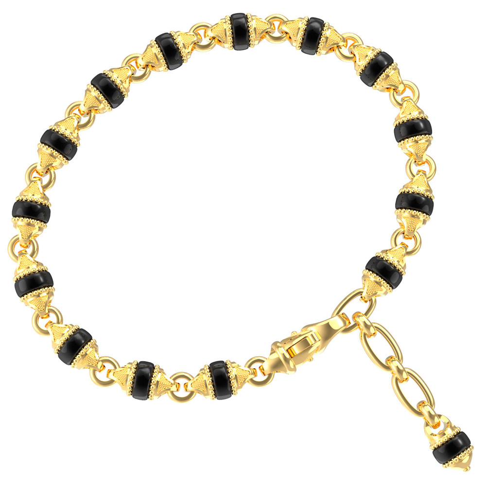 Браслет из лимонного золота 585 пробы c ониксом