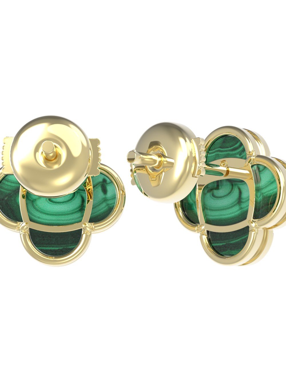 Серьги из лимонного золота c малахитом