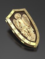 Образок из лимонного золота c эбеновым деревом