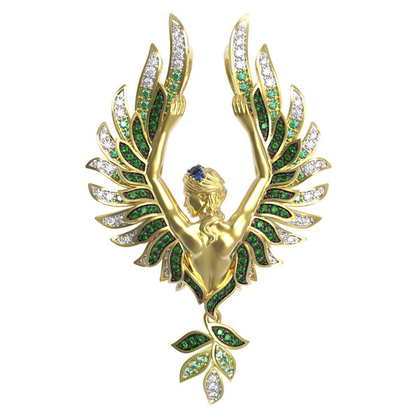 Подвеска из лимонного золота 585 пробы c фианитом