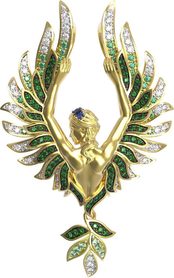 Подвеска из лимонного золота 585 пробы c фианитом