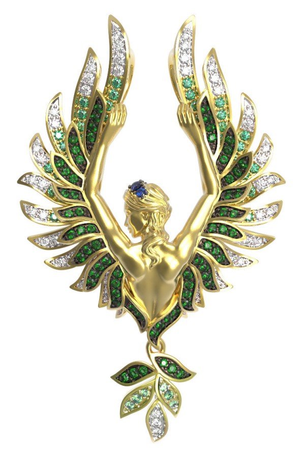 Подвеска из лимонного золота c фианитом