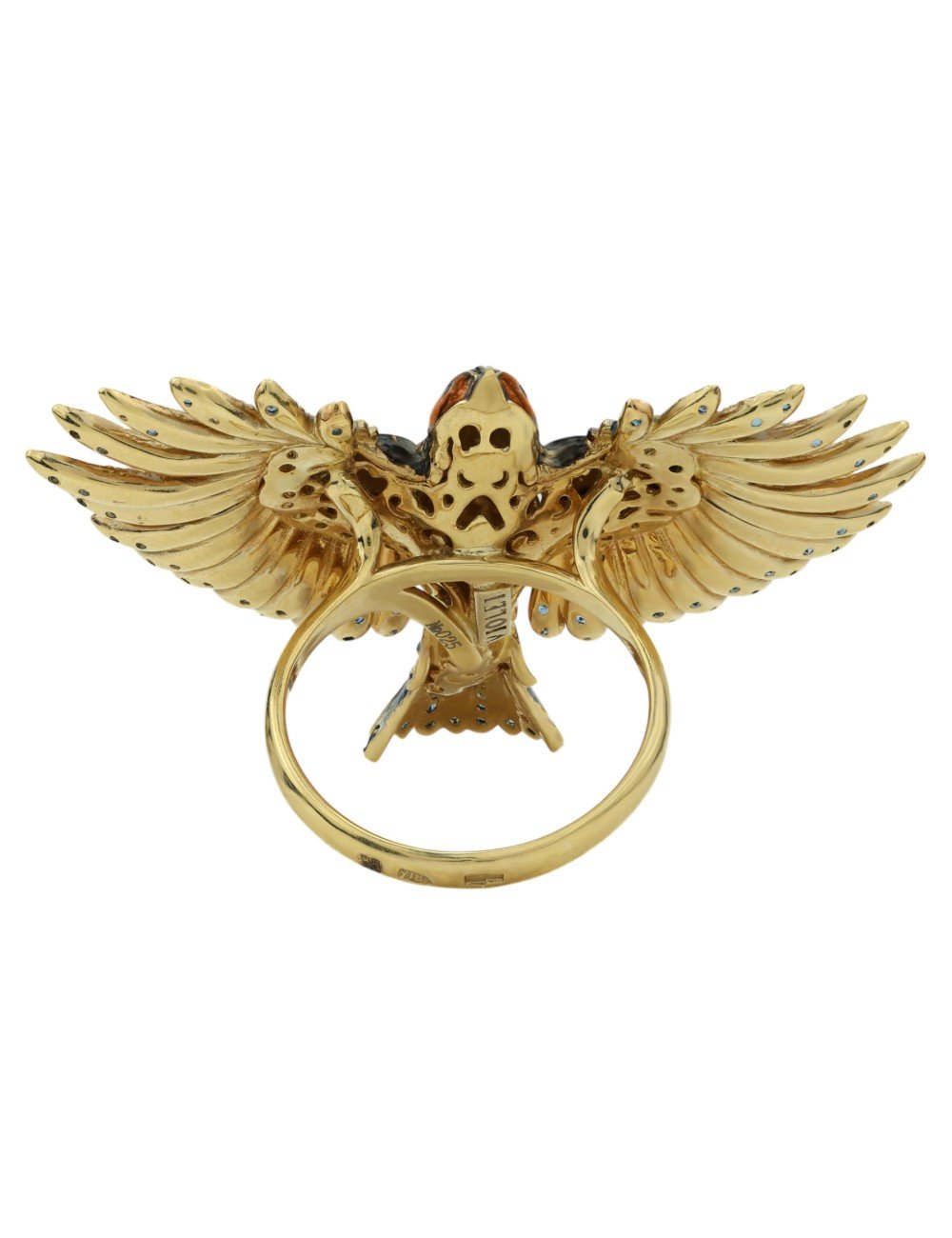 Кольцо из лимонного золота c эмалью и фианитом