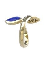 Кольцо из лимонного золота c бриллиантами и лазуритом