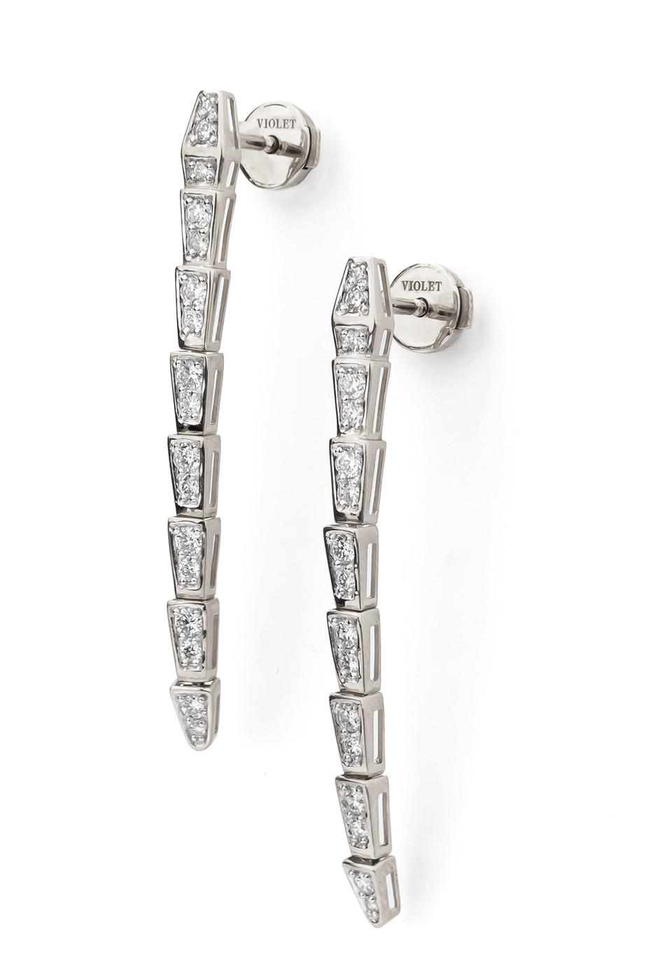 Серьги из белого золота 585 пробы c бриллиантами