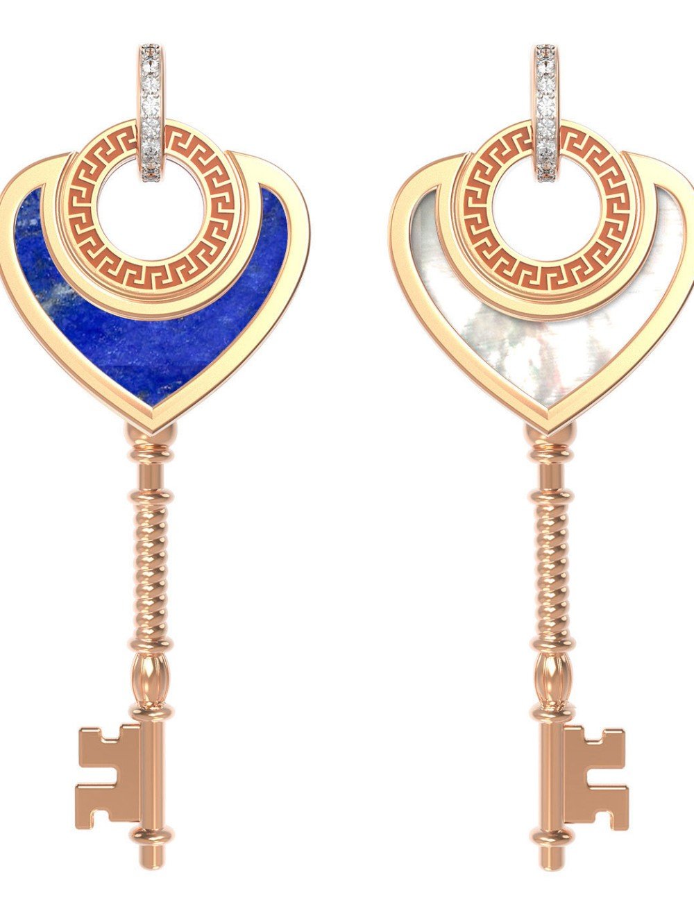 Подвеска из золота c фианитом, лазуритом и перламутром