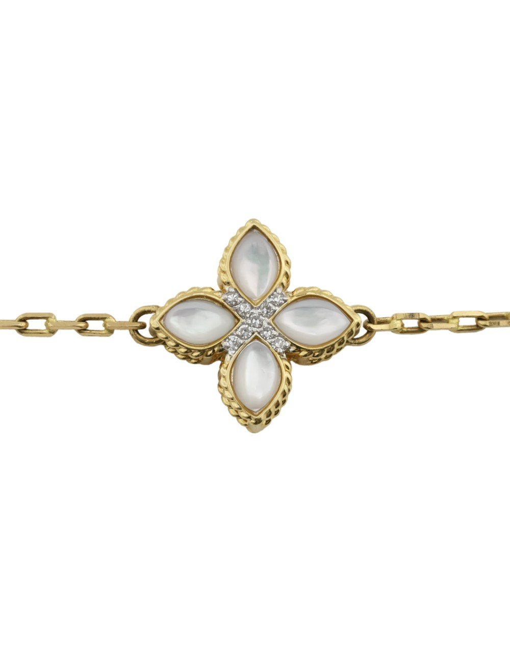 Браслет из лимонного золота c бриллиантами и перламутром