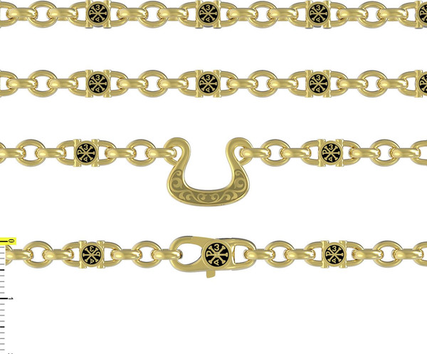 Цепь из лимонного золота 585 пробы c эмалью