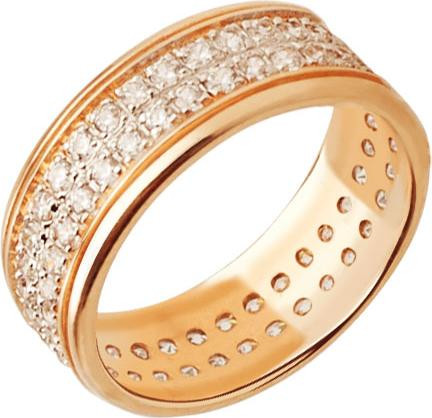 Кольцо обр. сложное из лимонного золота 585 пробы c фианитом