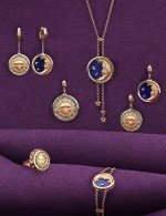 Серьги из золота c бирюзой и лазуритом