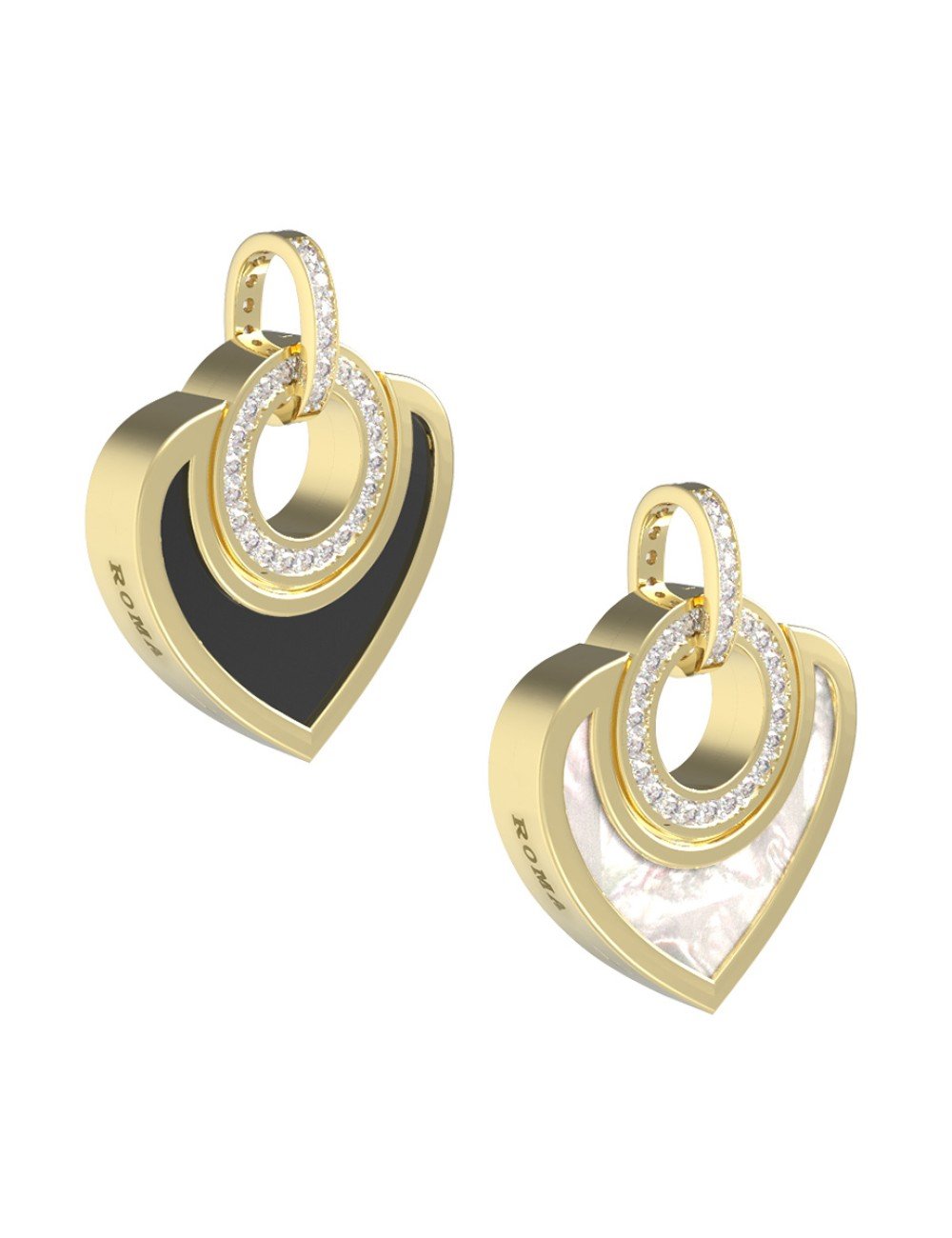 Подвеска из лимонного золота c бриллиантами, ониксом и перламутром