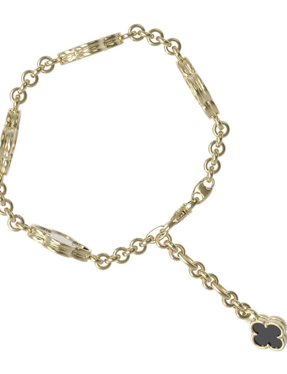 Браслет из лимонного золота c ониксом и перламутром