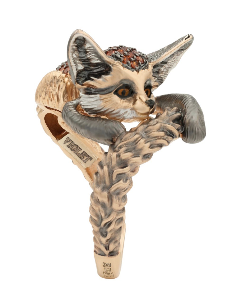 Кольцо из золота c эмалью и фианитом