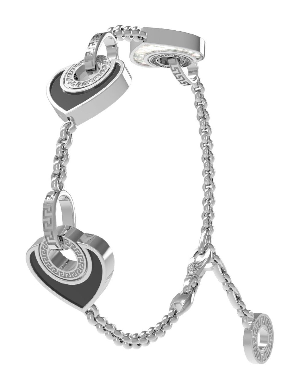 Браслет из белого золота c ониксом и перламутром