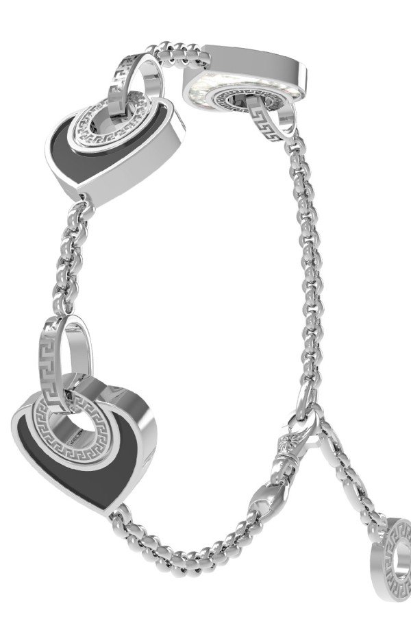 Браслет из белого золота c ониксом и перламутром