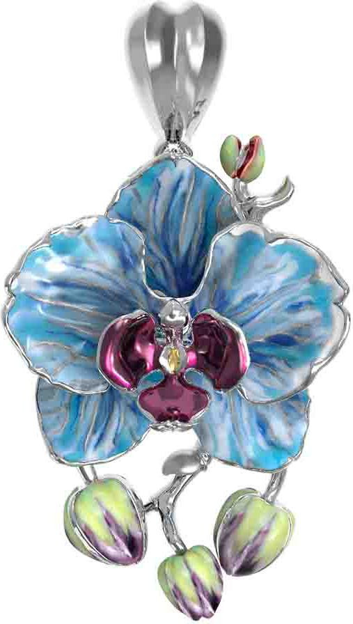 Подвеска из белого золота 585 пробы c эмалью