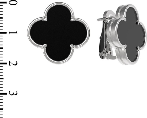 Серьги из белого золота 585 пробы c ониксом