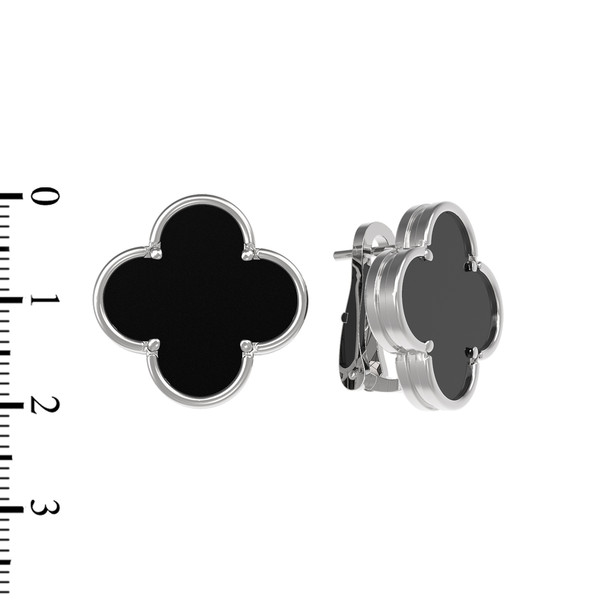 Серьги из белого золота 585 пробы c ониксом