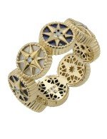 Кольцо из лимонного золота c бриллиантами, лазуритом и перламутром