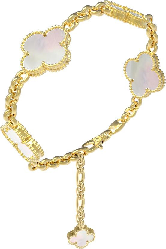 Браслет из лимонного золота 585 пробы c перламутром