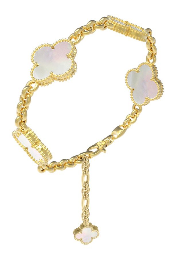 Браслет из лимонного золота c перламутром