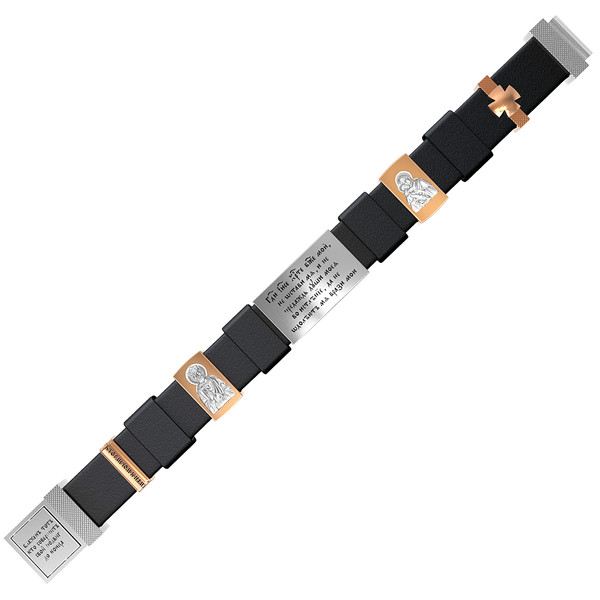 Браслет из белого золота 585 пробы c кожаным шнурком