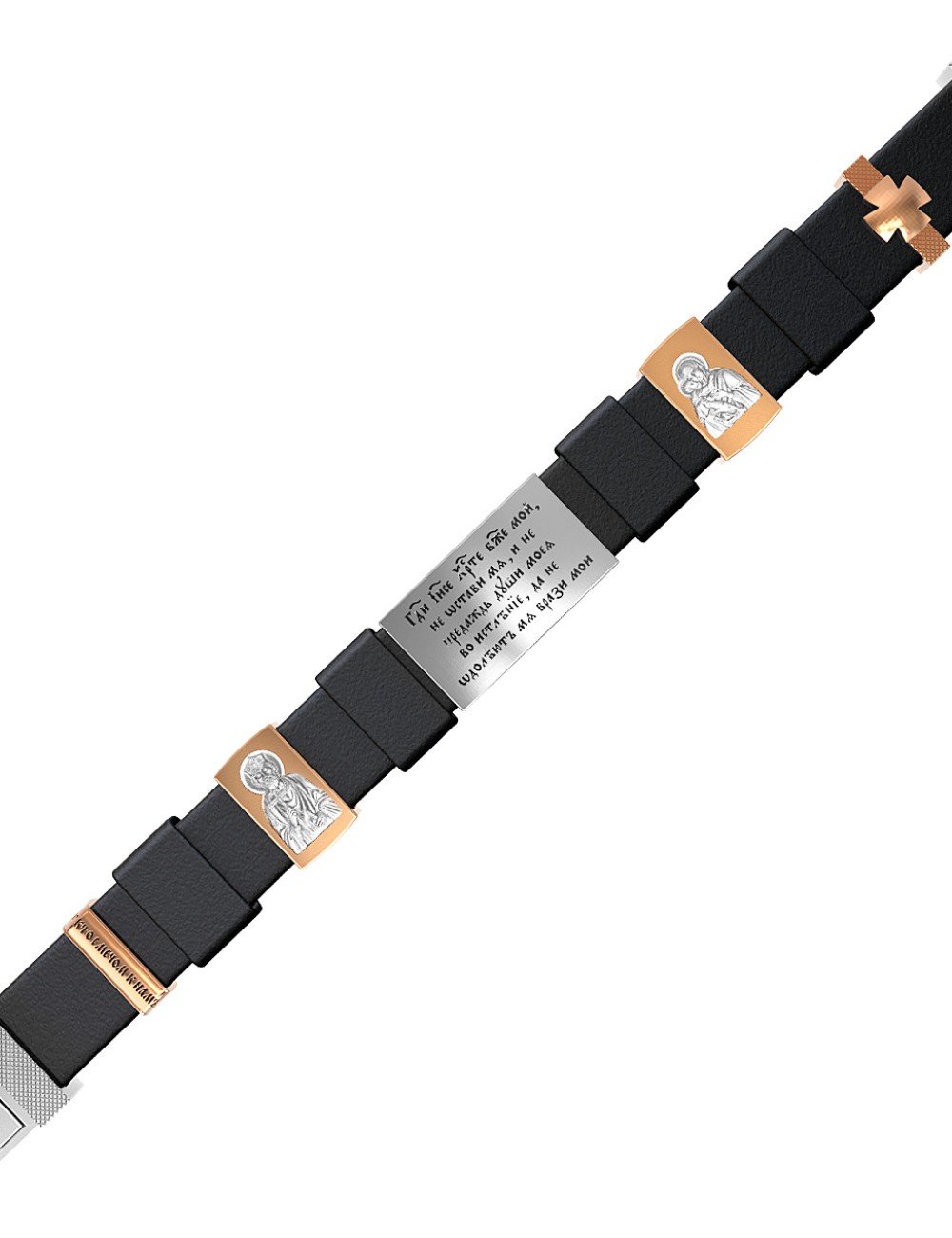 Браслет из белого золота c кожаным шнурком